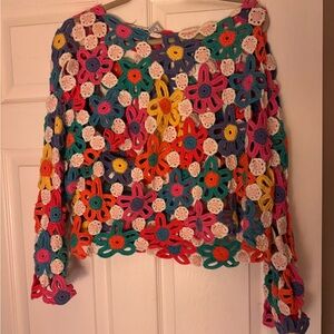 Colorful Crochet Floral Top